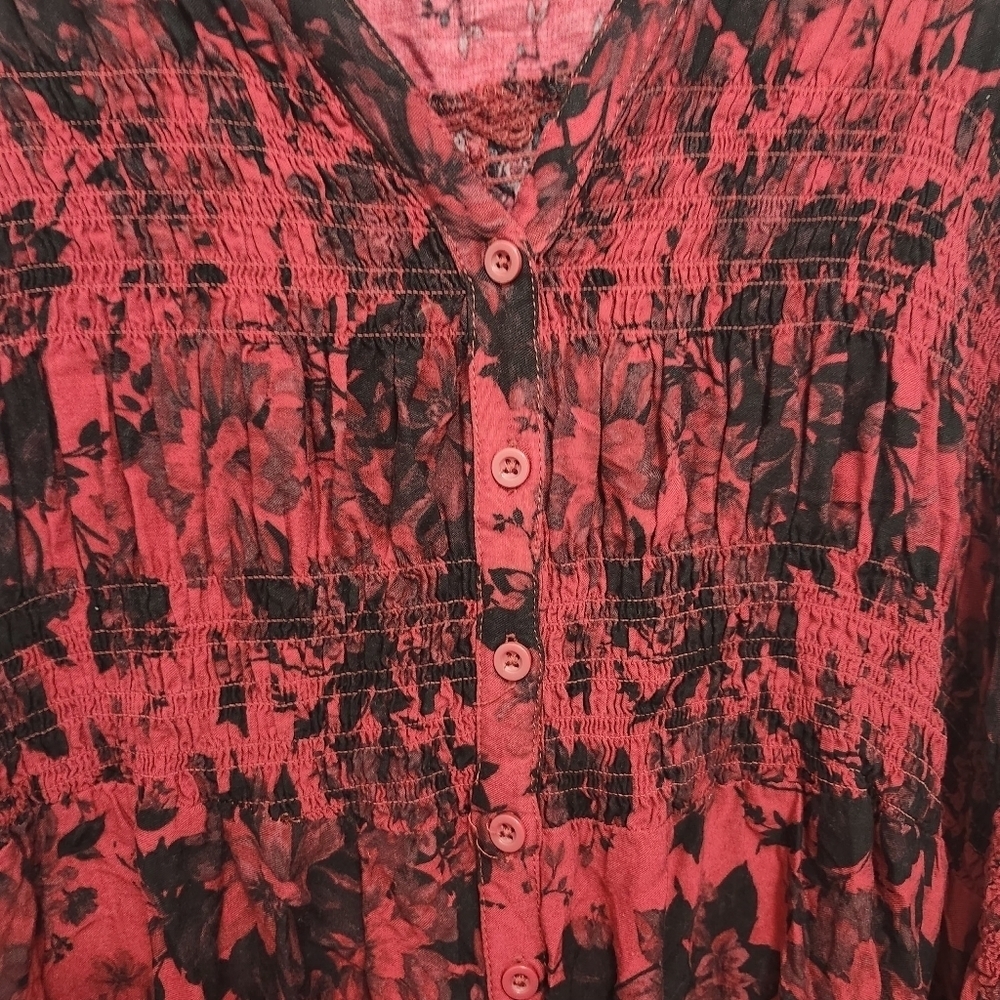 Torrid women's button-down shirt tunic blouse size 4 red and black smock… - Picture 3 of 9